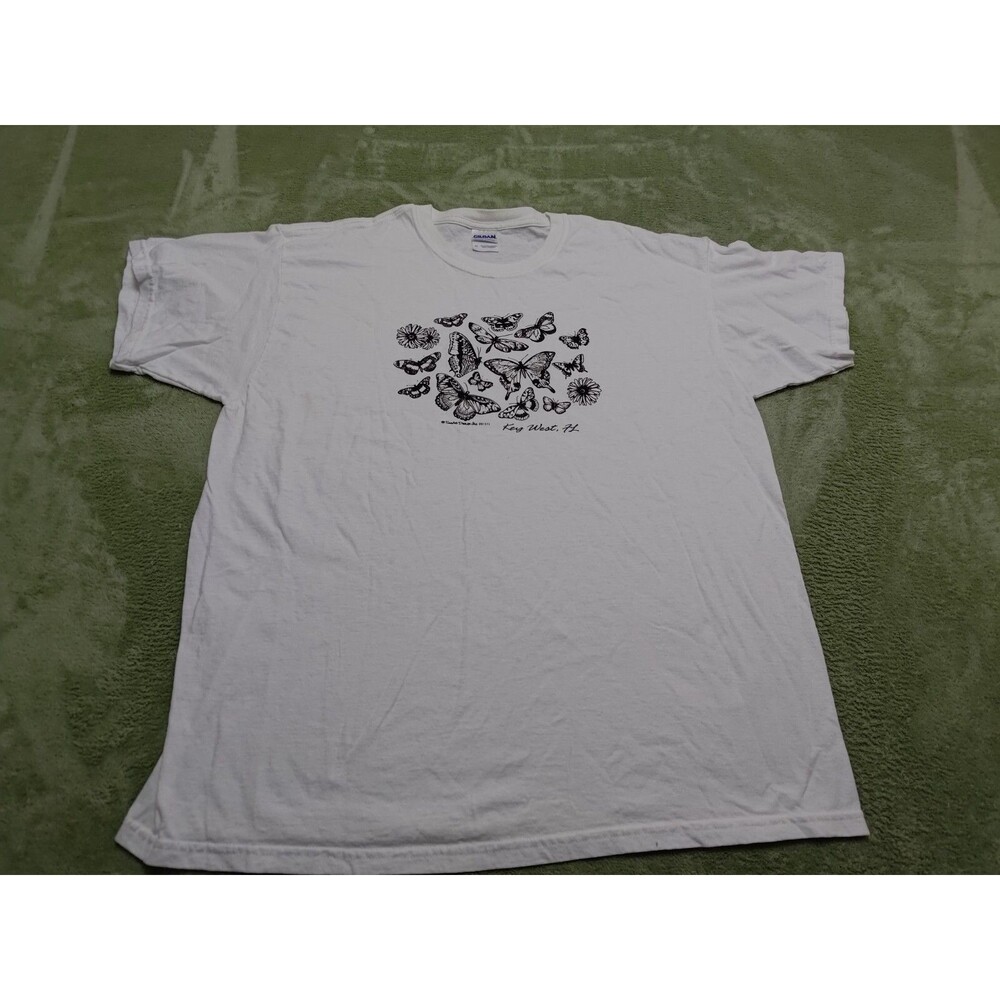 Key West Butterfly & Nature T Shirt White Short Sleeves Size XL Women's